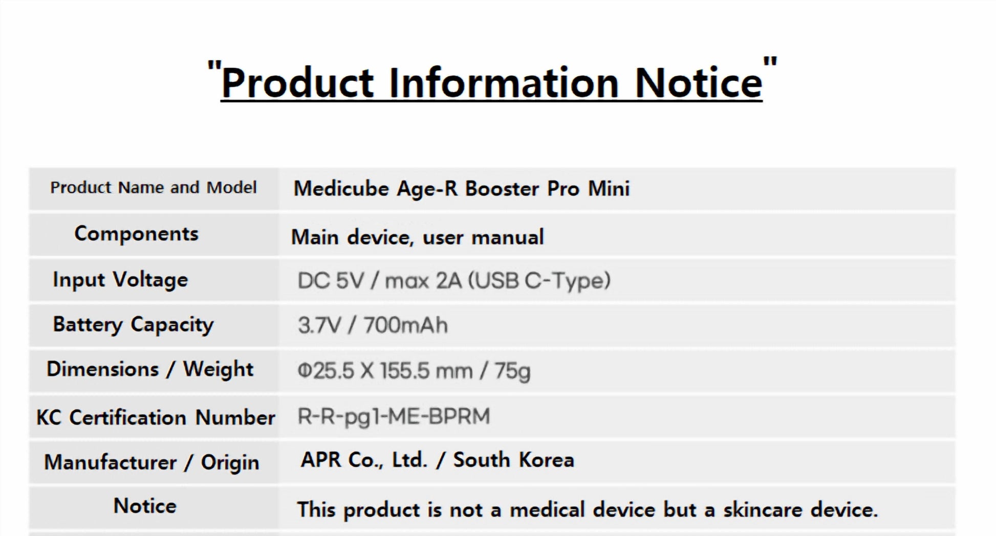 Age-R Booster Pro Mini Skin Toning Device with Rechargeable Battery – White