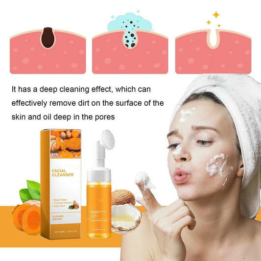 Revitalize Your Skin with 2Pcs Turmeric Facial Cleanser - Deep Cleansing Foaming Face Wash for a Radiant Glow (100Ml)